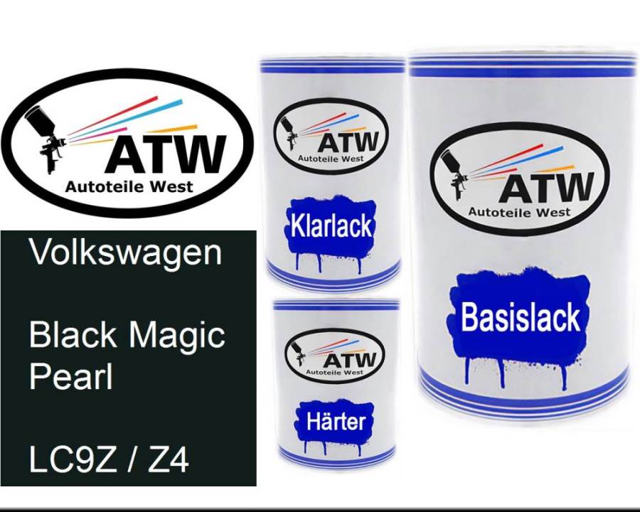 Volkswagen, Black Magic Pearl, LC9Z / Z4: 500ml Lackdose + 500ml Klarlack + 250ml Härter - Set, von ATW Autoteile West.